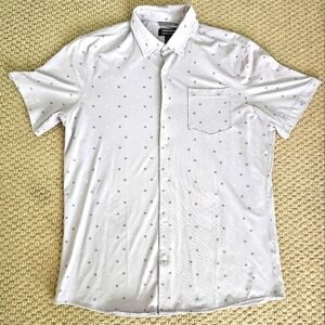 Nordstrom Tech- Smart Trim Fit Button-Up Short Sleeve Shirt Size Large